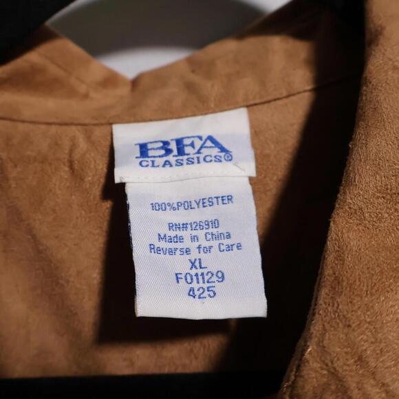 VTG Faux Suede Laser Cut Brown Button Up‎ Western Top Shacket Rodeo Cowgirl XL - Picture 4 of 7